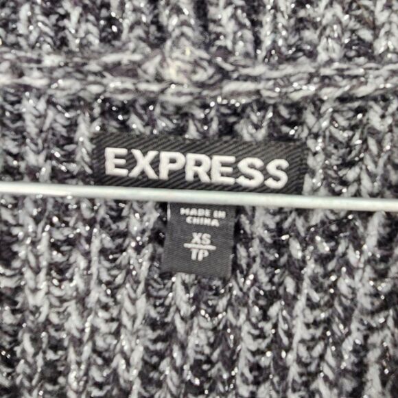 EXPRESS Gray Shimmery Open Front Cardigan Womens Size Extra Small XS - Picture 2 of 5